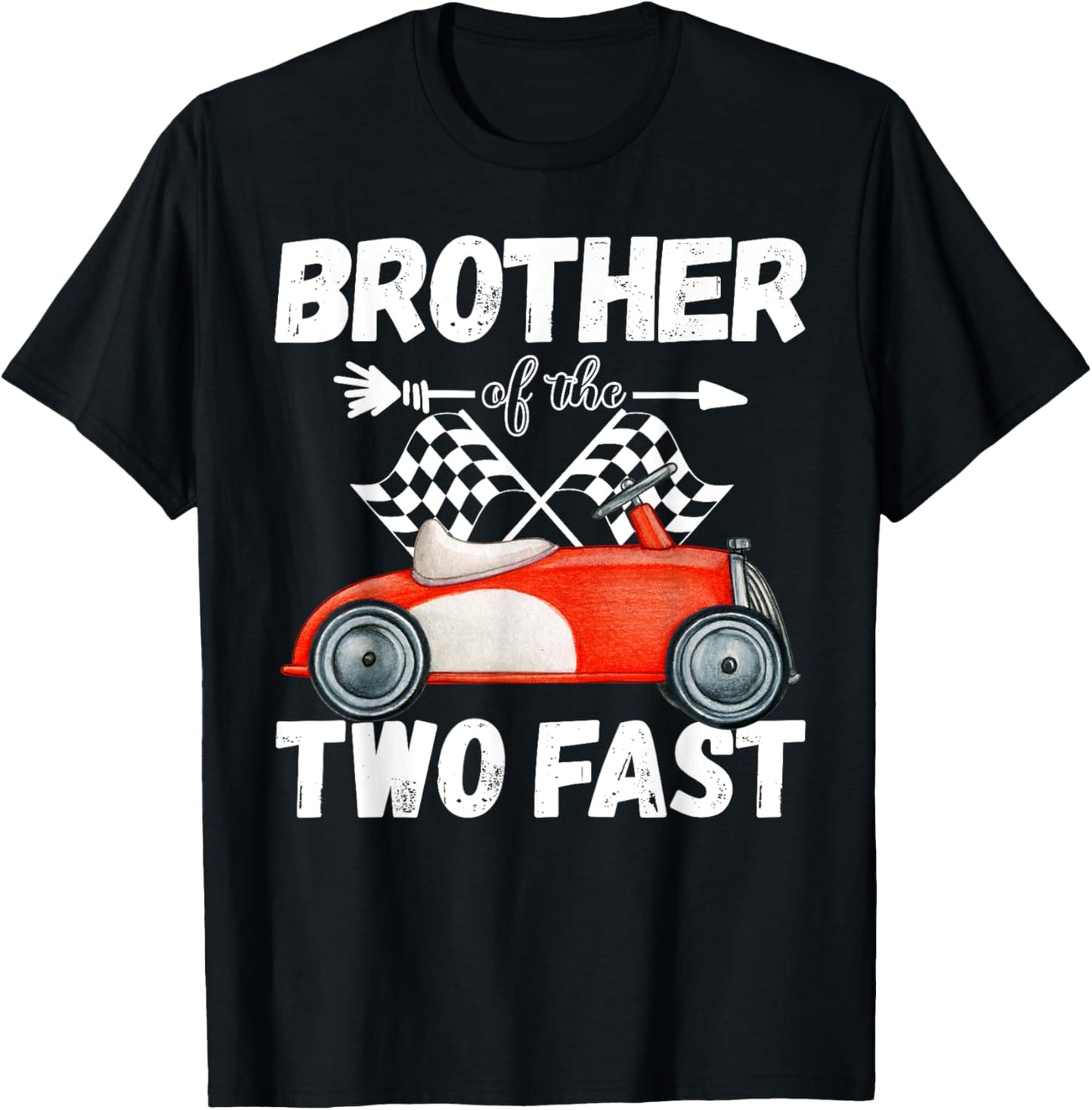 Brother Of The Two Fast 2 Curious Birthday 2nd Little Racer T-Shirt - T-Shirt | Black