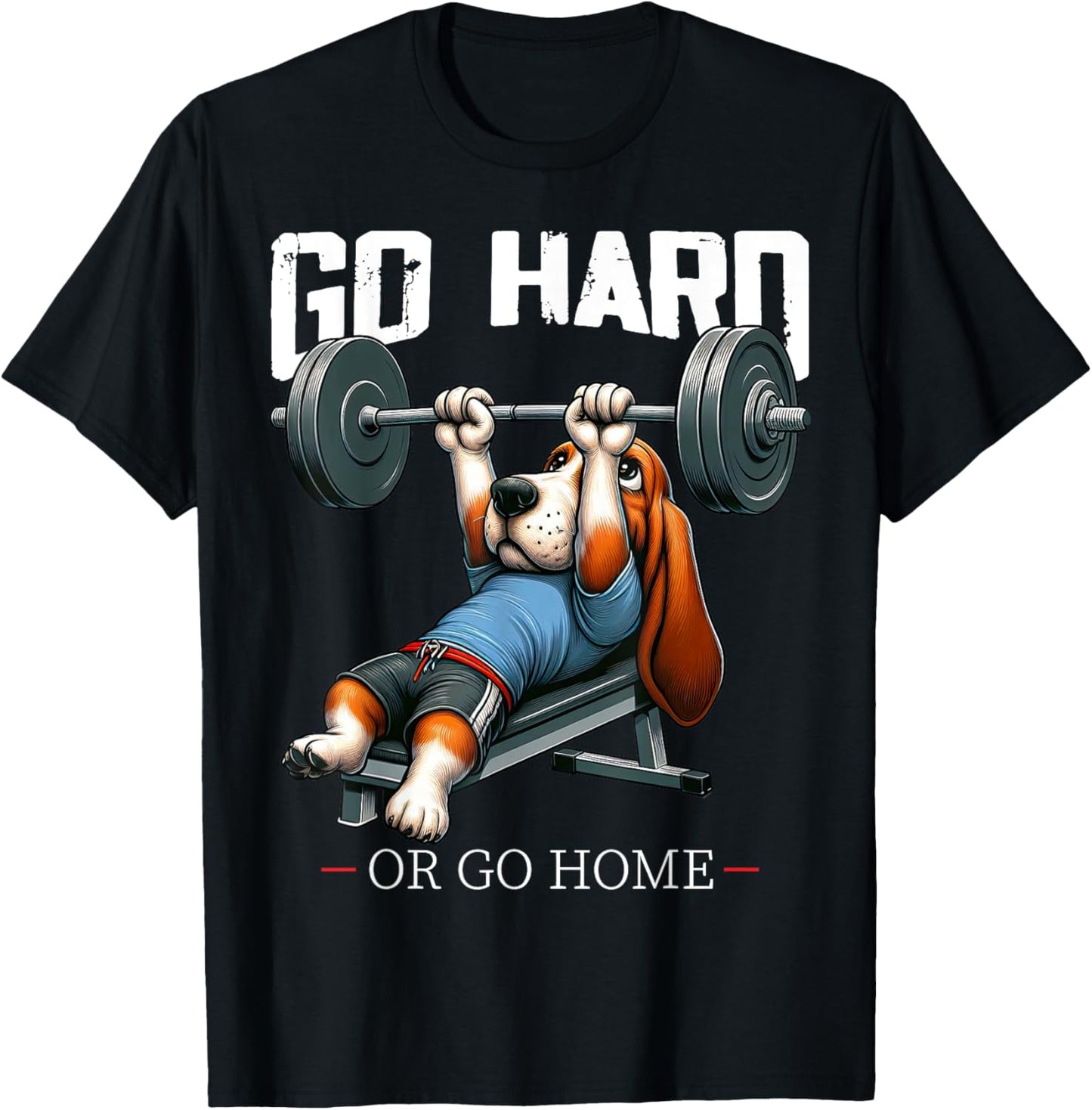 Go Hard Or Go Home Beagle Dog Weightlifting Fitness Gym T-Shirt - T-Shirt | Black