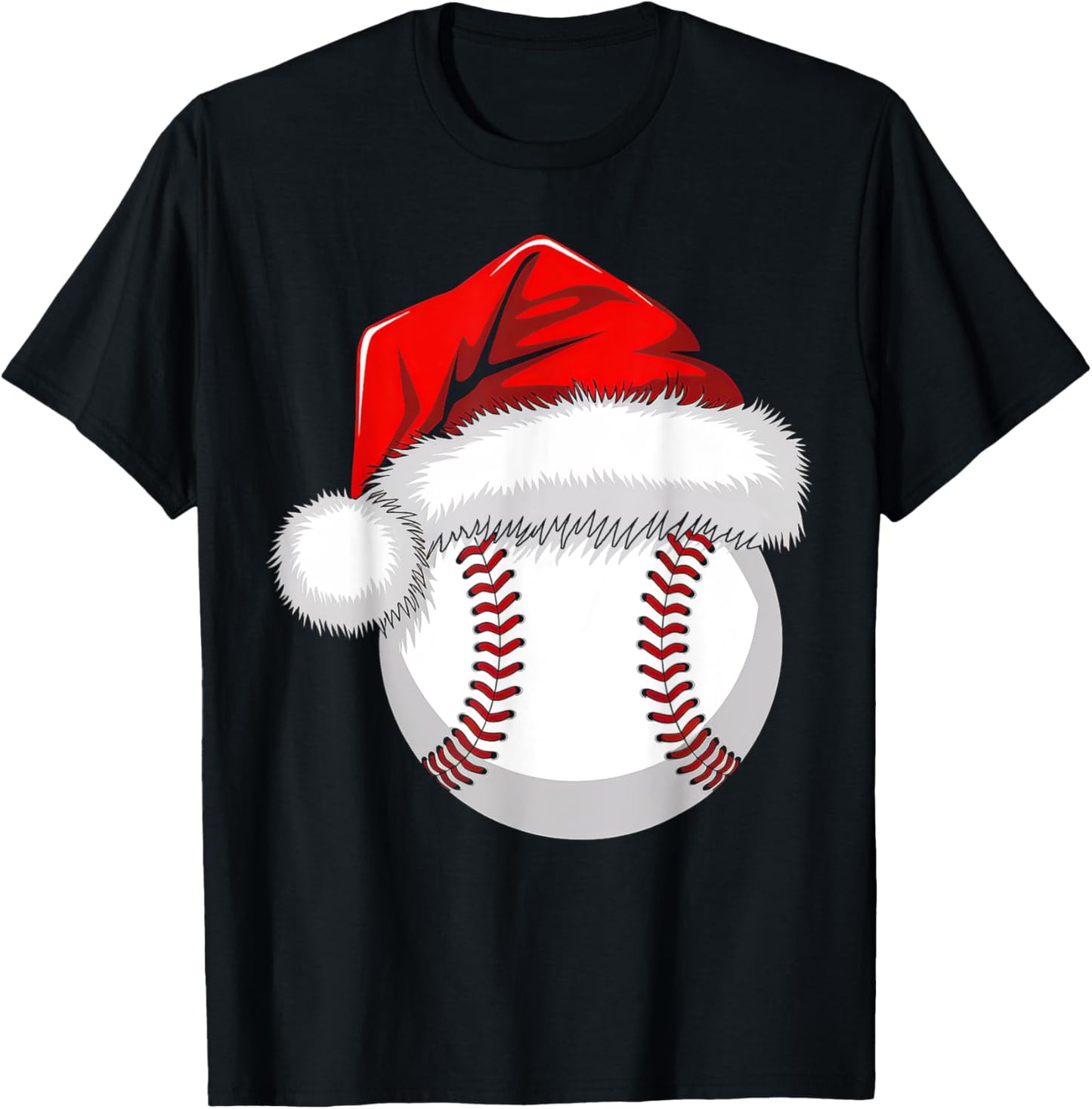 Funny Santa Hat Xmas Sport Lover Christmas Baseball Player T-Shirt - T-Shirt | Black
