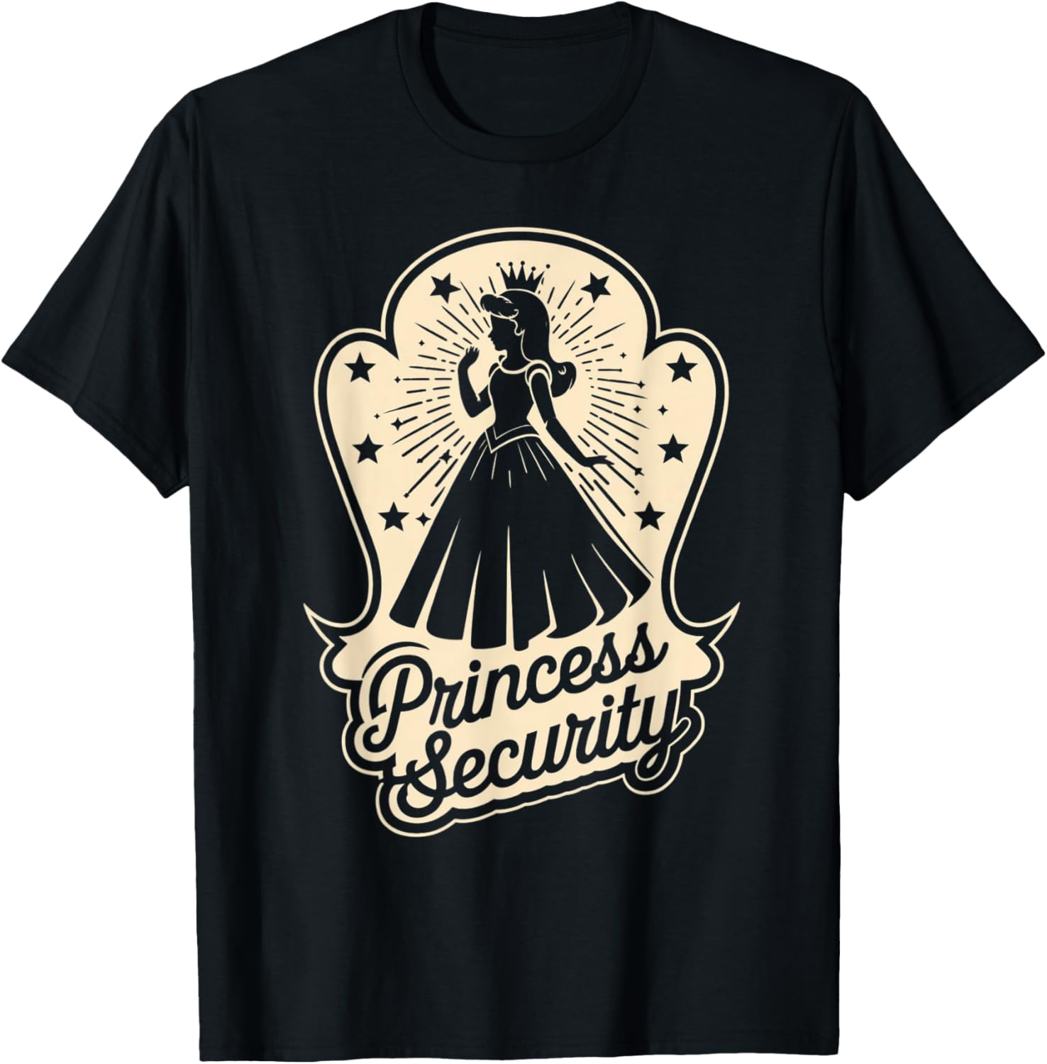 Princess Security Costume Cute Princess Girls Birthday T-Shirt - T-Shirt | Black
