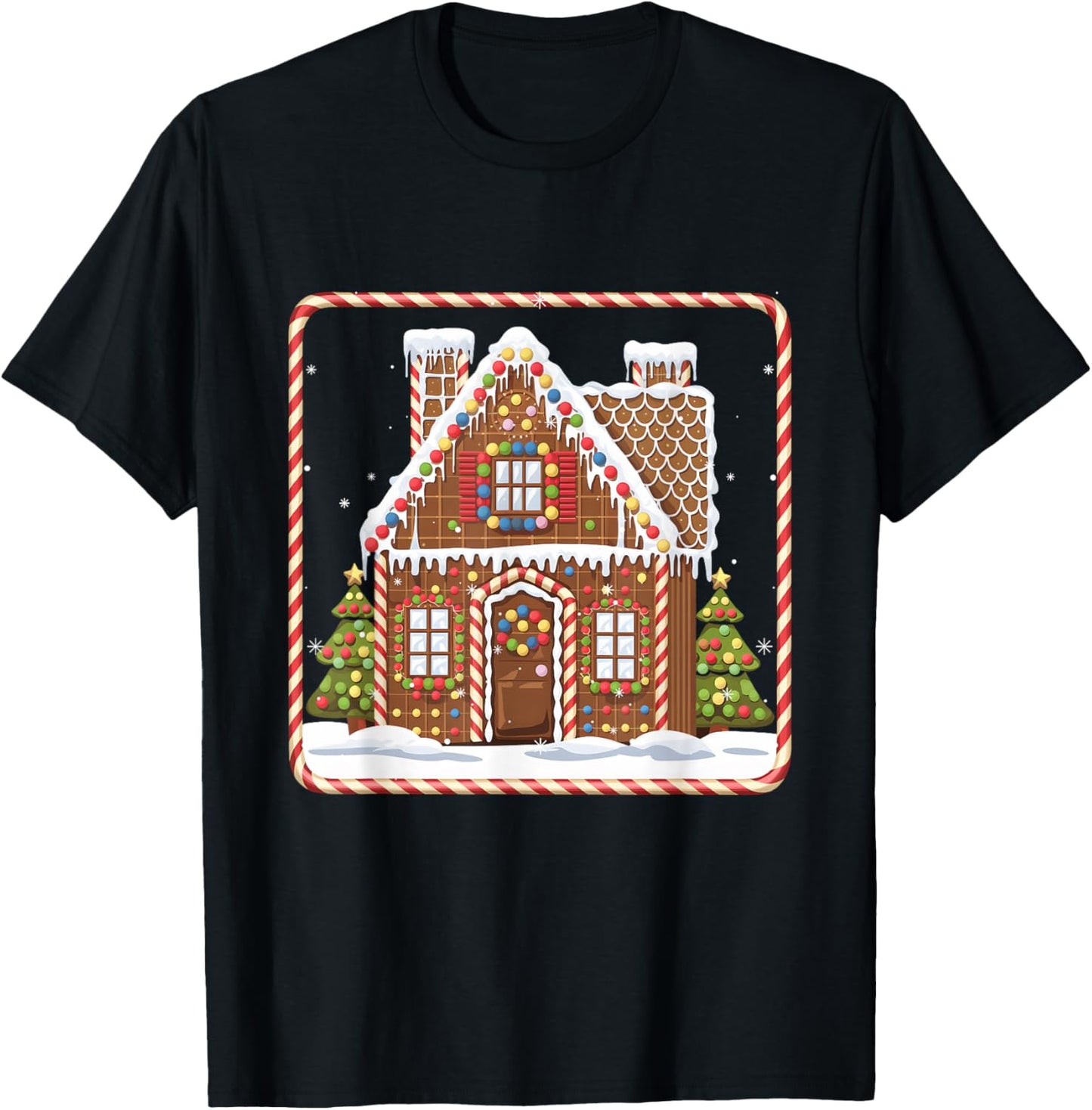 Gingerbread Cookies Christmas Baking Gingerbread House T-Shirt - T-Shirt | Black