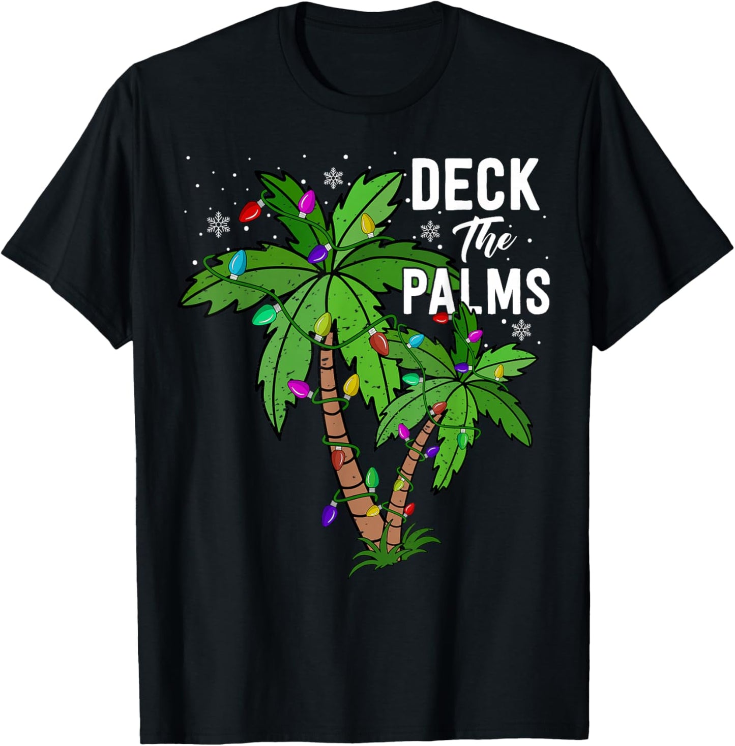 Deck the Palms Tree Funny Christmas Holiday T-Shirt - T-Shirt | Black