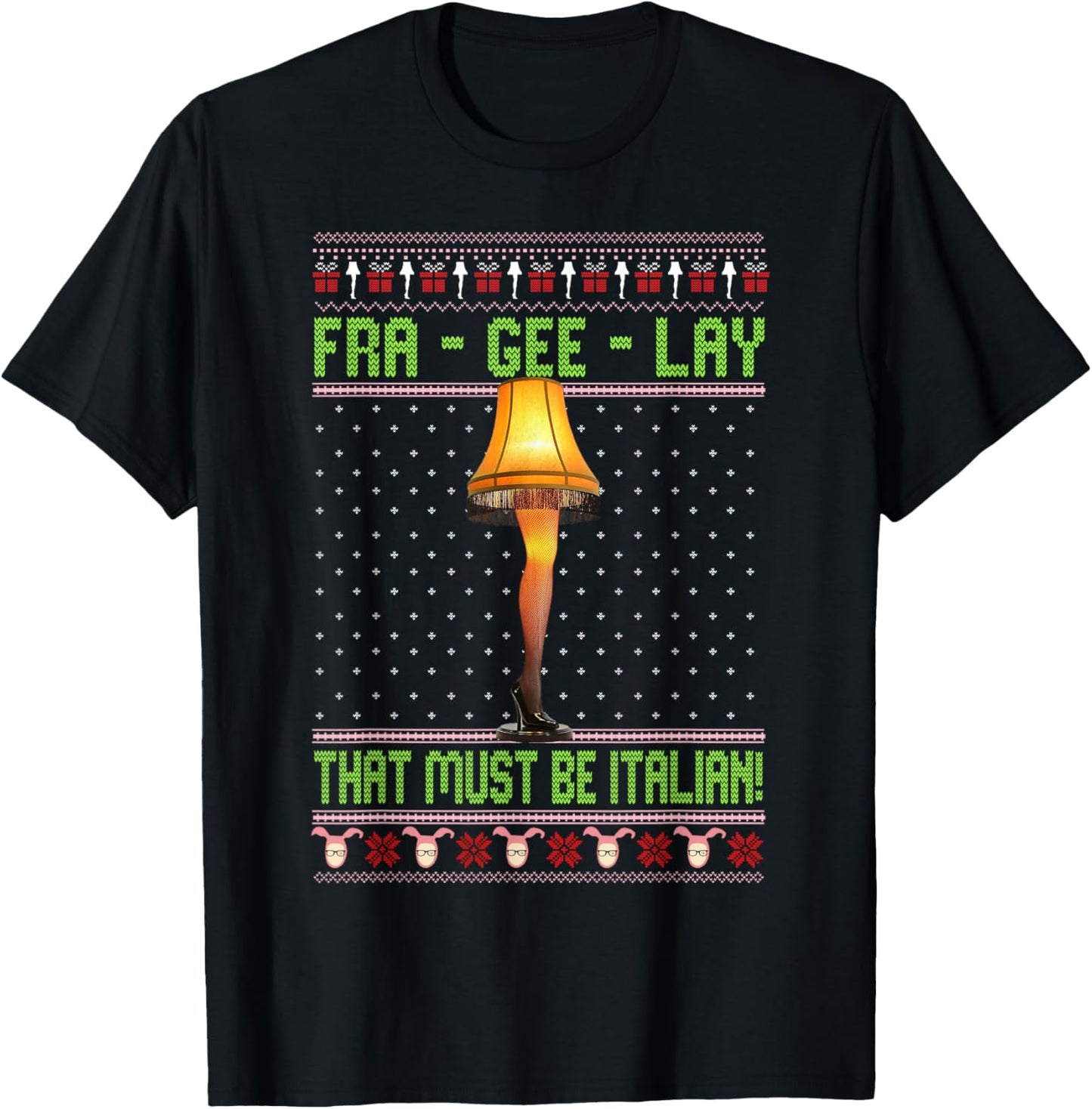 Fra-Gee-Lay Funny Christmas Fragile Italian Xmas Women Men T-Shirt - T-Shirt | Black