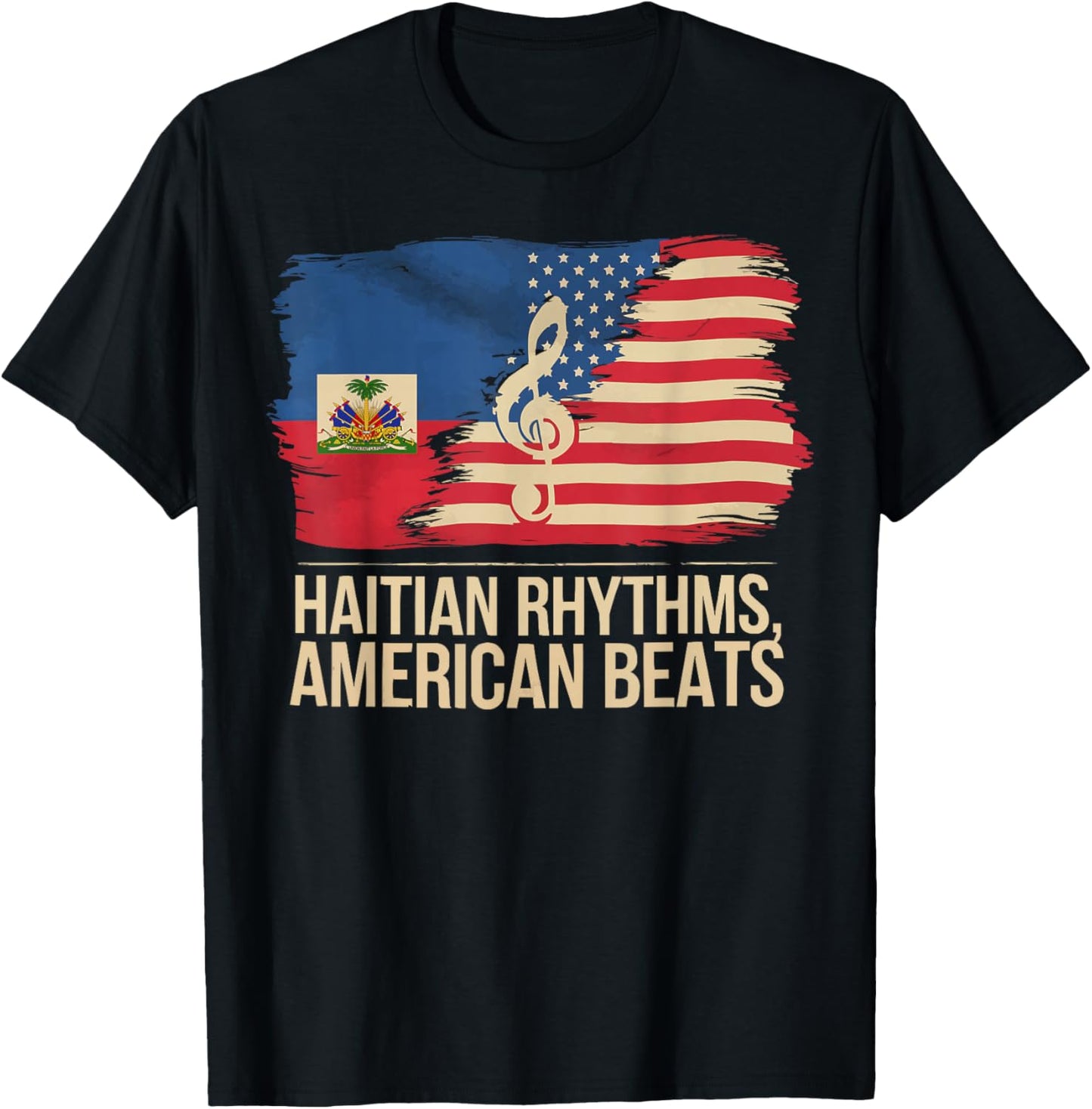 Half Haitian Half American USA Flag Haiti America T-Shirt - T-Shirt | Black
