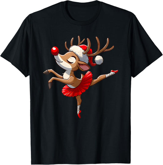 Merry Christmas Ballet Reindeer Dancing Ballet Teacher Women T-Shirt - T-Shirt | Black
