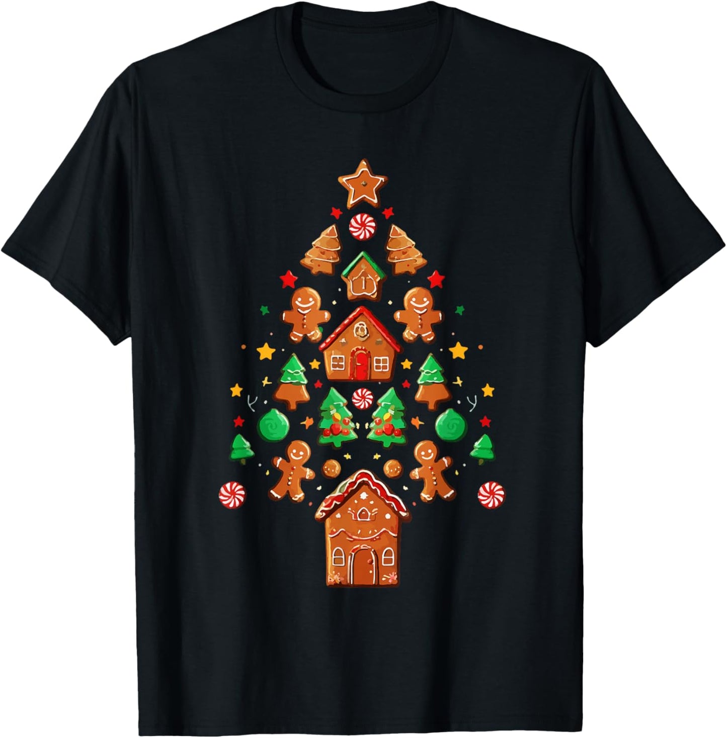 Merry Christmas Tree Gingerbread Man Xmas Cookie Costume T-Shirt - T-Shirt | Black
