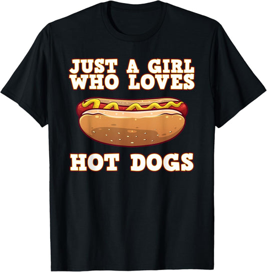 Funny Hot Dog Design Girls Food Hotdog Lovers T-Shirt - T-Shirt | Black
