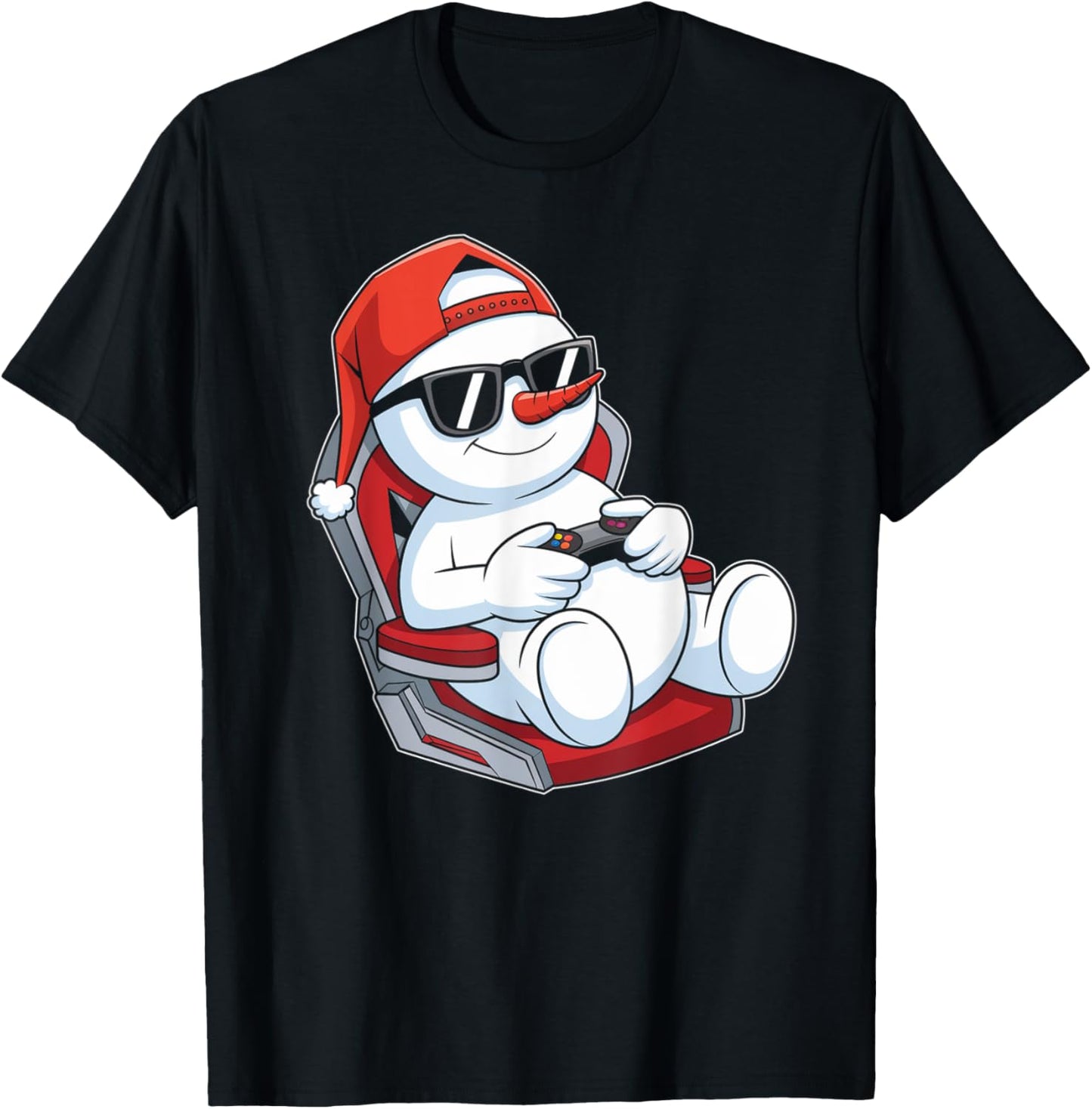Christmas Snowman Gamer Funny Video Gaming Xmas Kids Boys T-Shirt - T-Shirt | Black
