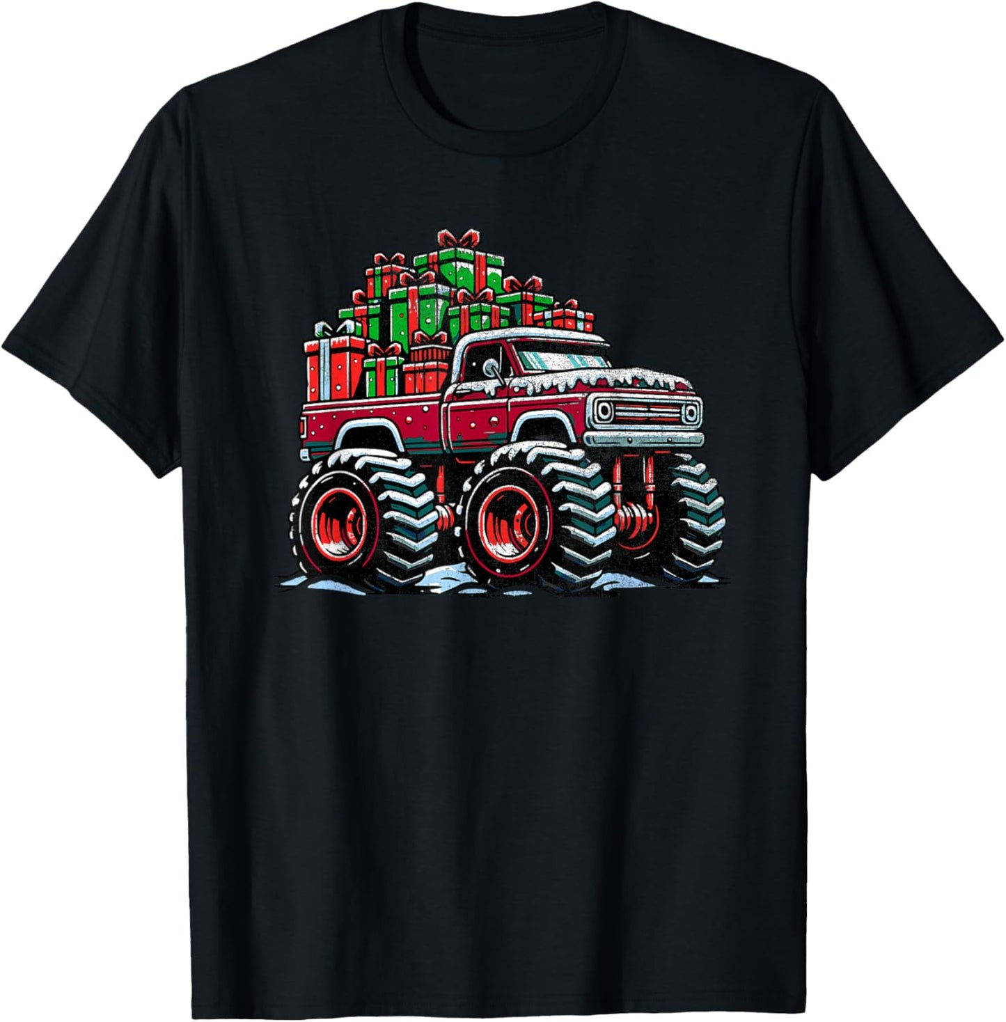 Christmas Monster Truck for Boys Kids Monster Truck Lovers T-Shirt - T-Shirt | Black