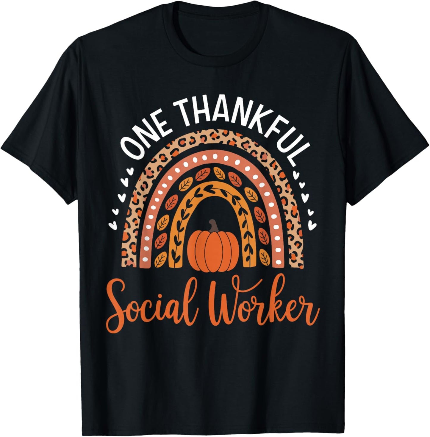 One Thankful School Social Worker Thanksgiving School Worker T-Shirt - T-Shirt | Black