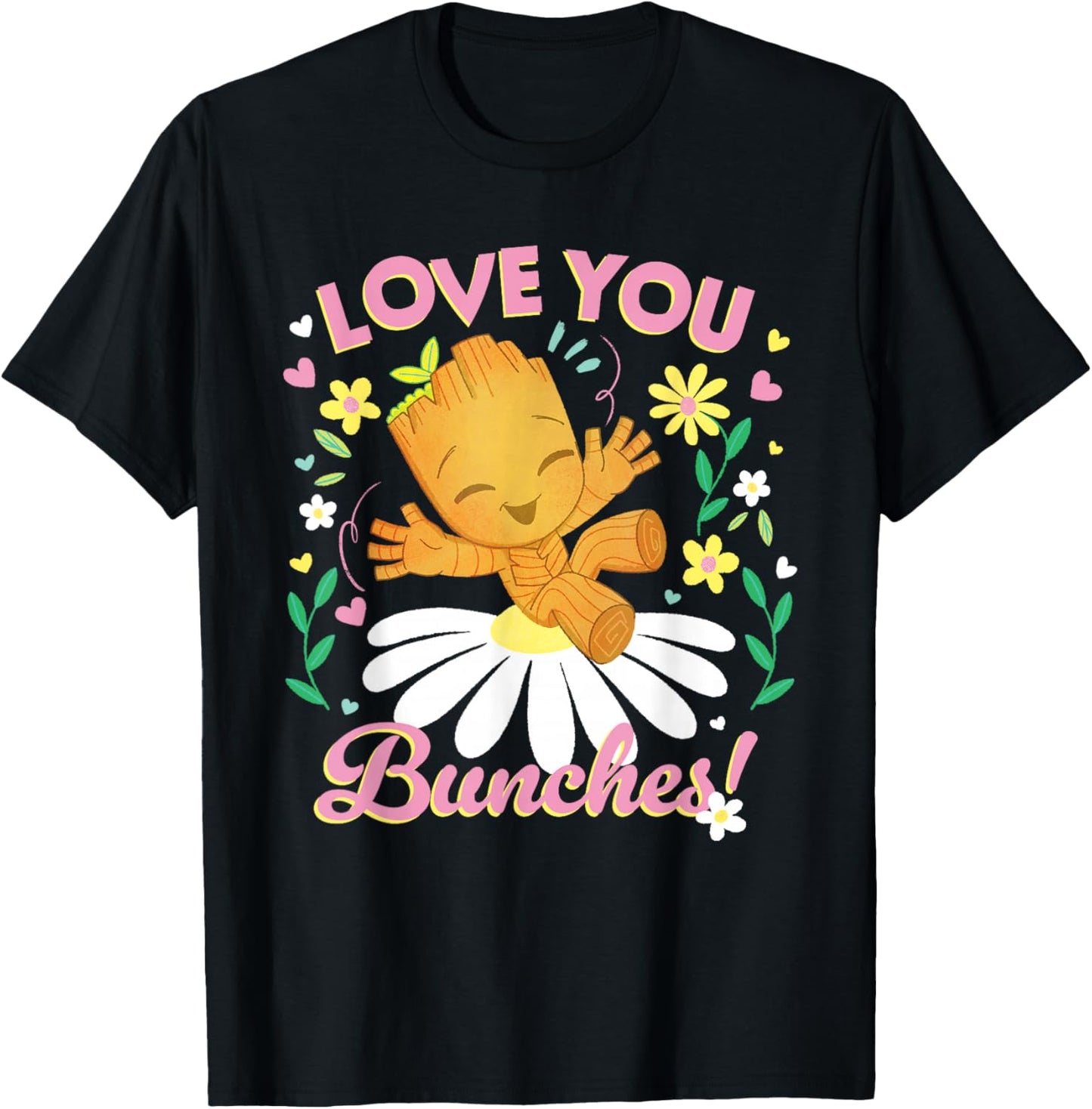 Marvel Valentine's Day Spring Flower Groot Love You Bunches T-Shirt - T-Shirt | Black
