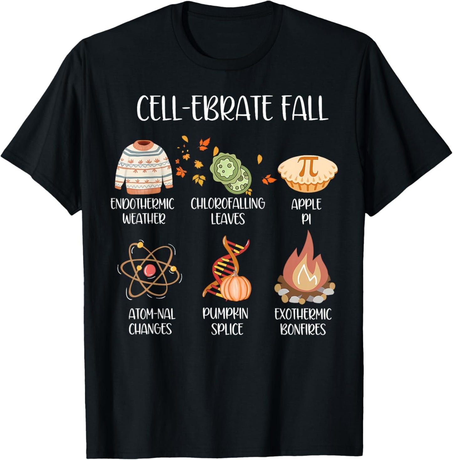 Cel-ebrate Fall Funny Science Teacher Fall Autumn Pumpkin T-Shirt - T-Shirt | Black
