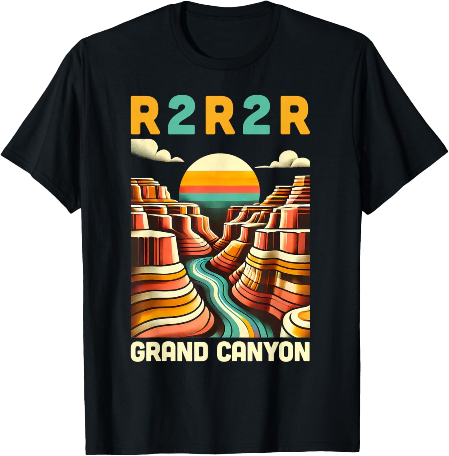 Vintage Rim 2 Rim Grand Canyon Trail Run, R2R2R Run Hiking T-Shirt - T-Shirt | Black