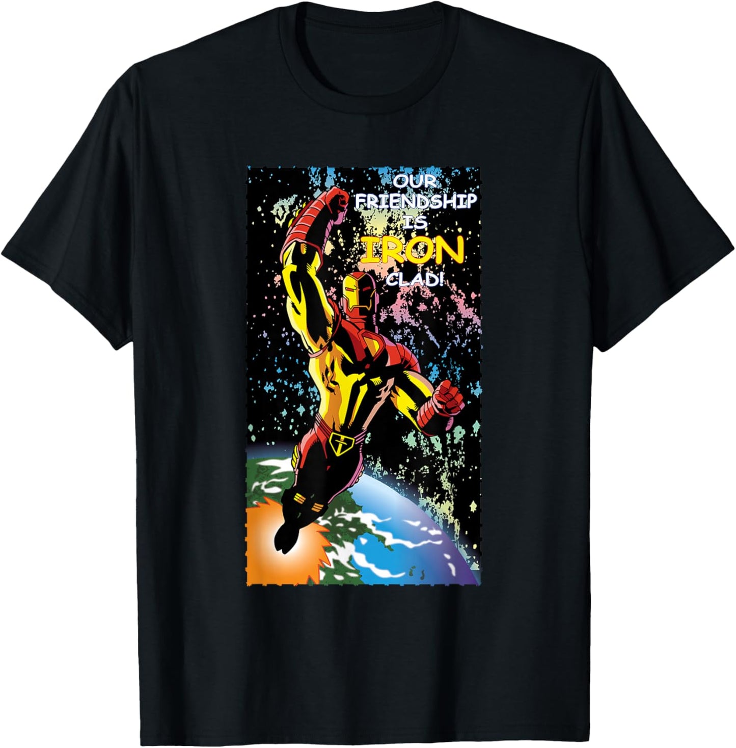 Marvel Retro '90s Valentine's Day Card Avengers Iron Man T-Shirt - T-Shirt | Black