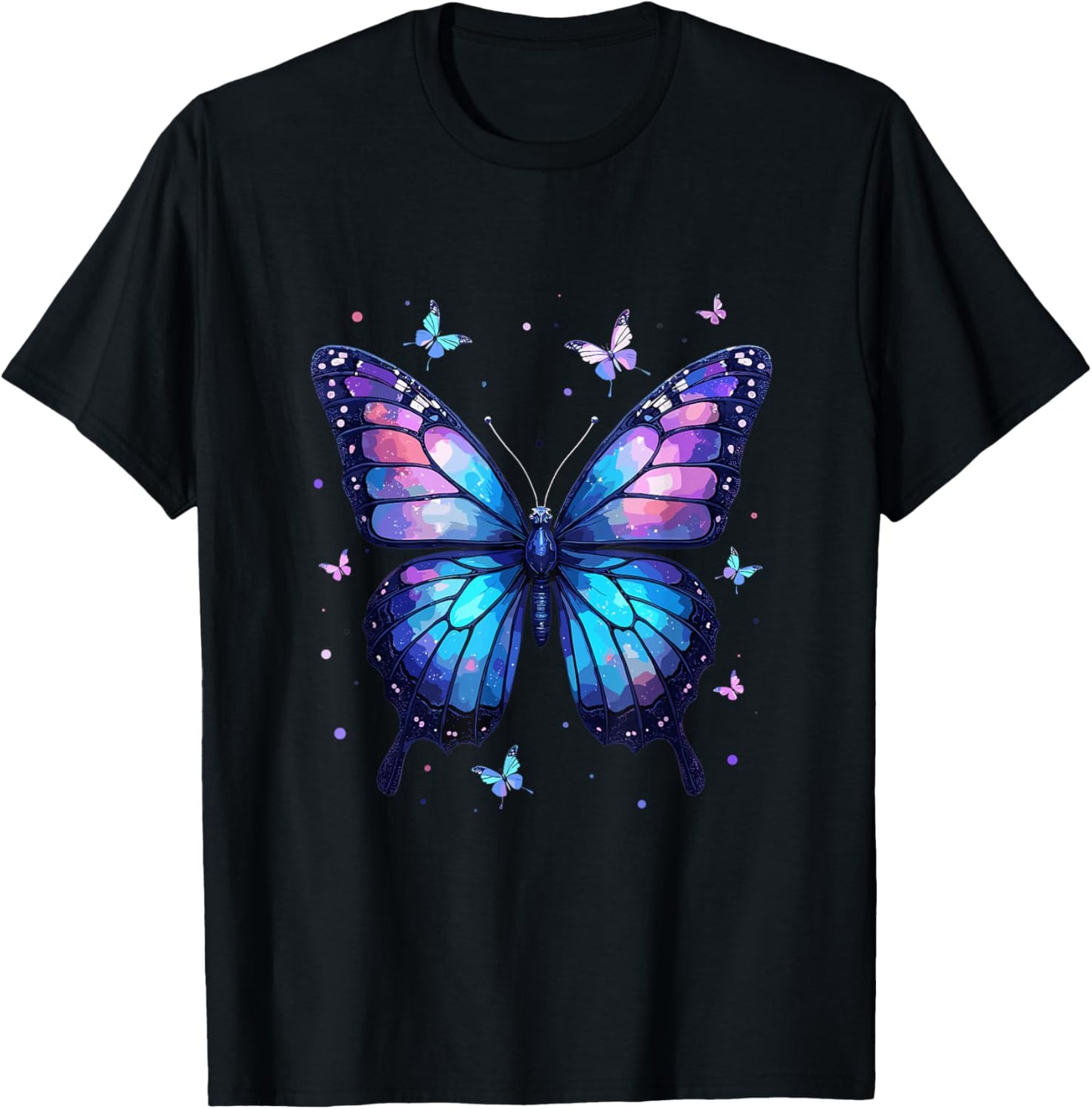 Mystical Artistry -Child Butterfly Abstract Modern Black , Small, Short Sleeve T-Shirt - T-Shirt | Black