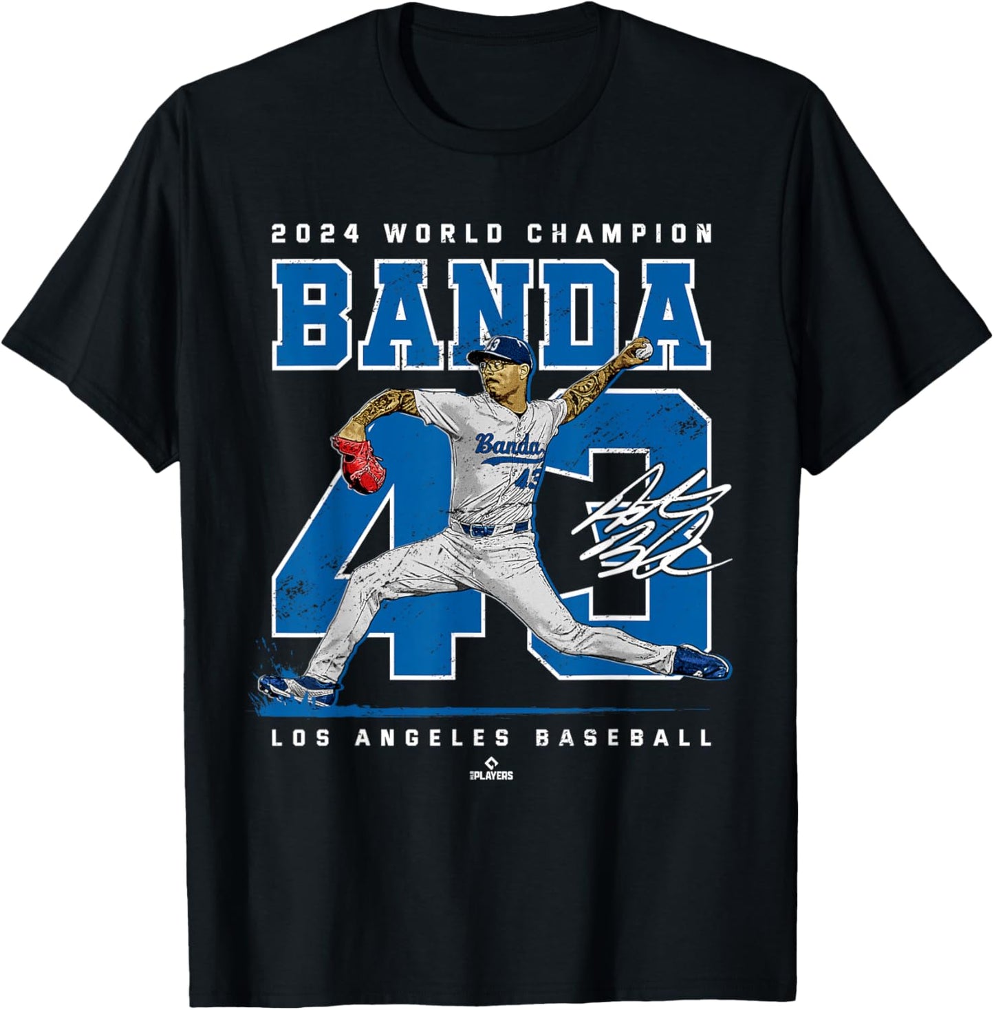 Player Number 2024 World Champion Anthony Banda MLBPA T-Shirt - T-Shirt | Black