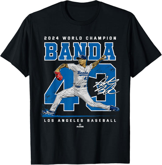 Player Number 2024 World Champion Anthony Banda MLBPA T-Shirt - T-Shirt | Black