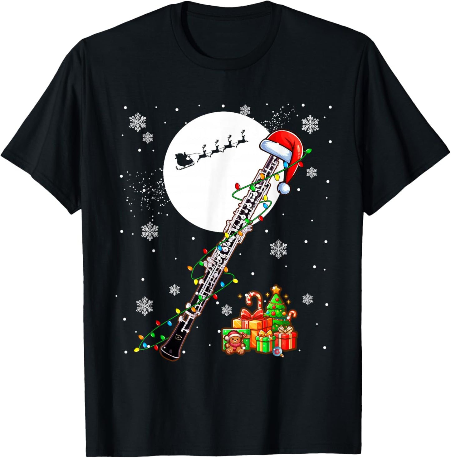 Santa Oboe Christmas Instrumentalist Lover Player Team T-Shirt - T-Shirt | Black