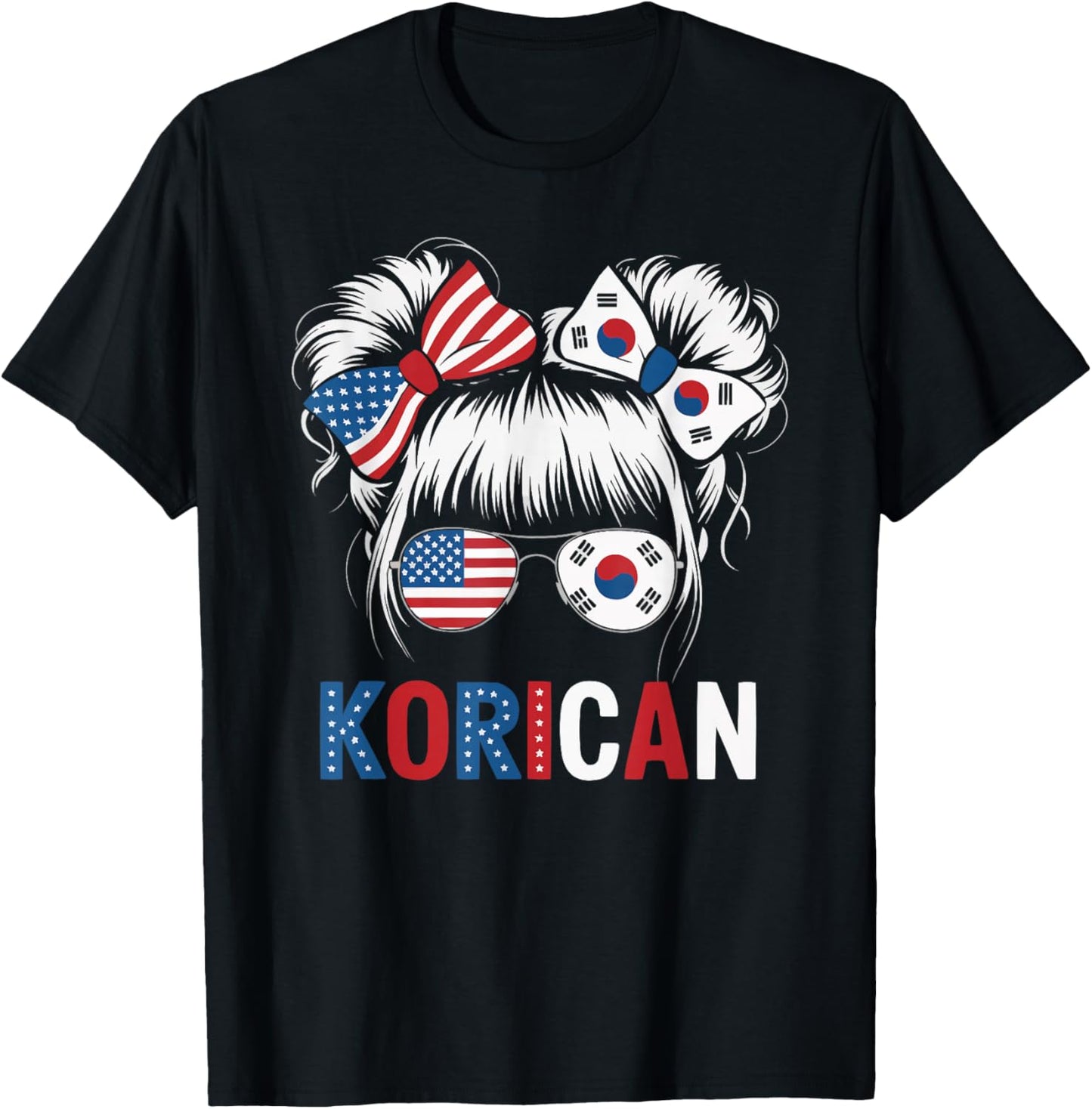 Half American Half Korean USA Flag South Korea America T-Shirt - T-Shirt | Black