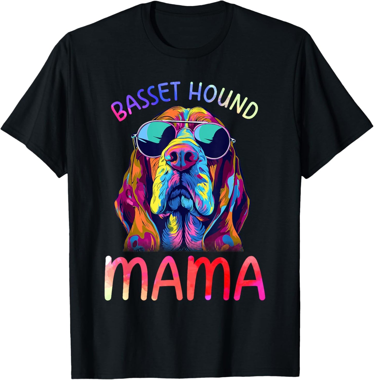Basset Hound Mom Mama Pop Art Basset Hound Lovers T-Shirt - T-Shirt | Black
