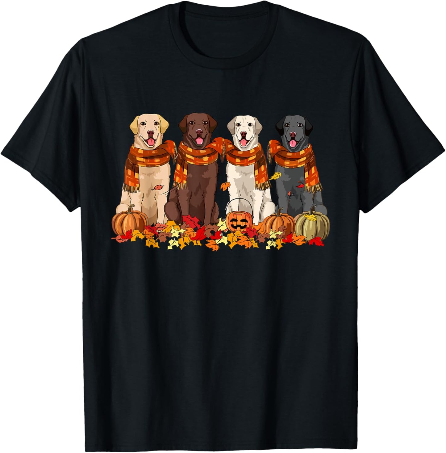 Fall Autumn Pumpkin Labrador Retriever Thanksgiving Dog Mom Men Women T-Shirt - T-Shirt | Black