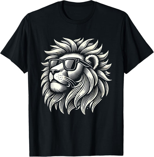 Cool Lion Sunglasses Shades Lion Graphic T-Shirt - T-Shirt | Black