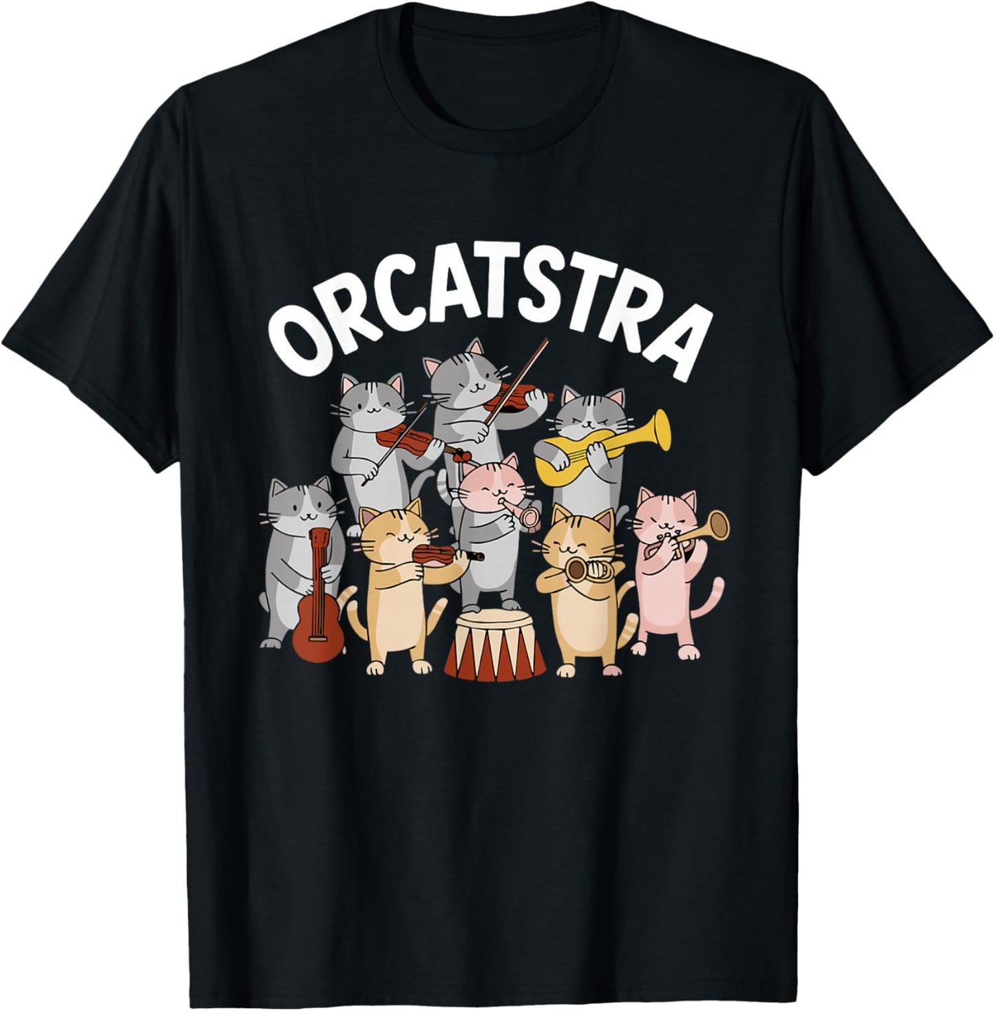 Orcatstra Cat Orchestra Funny Meme Internet Memes Cat Lover T-Shirt - T-Shirt | Black