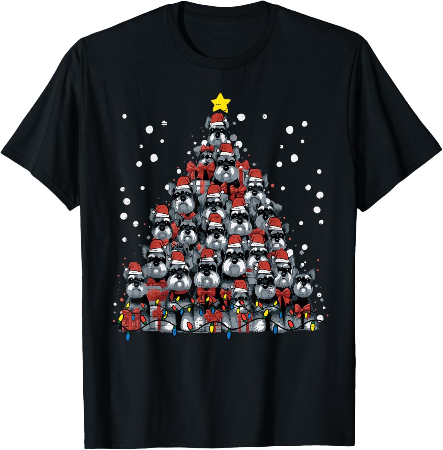 Schnauzer Dog Christmas Tree Xmas Men Women Boys Girls Kids T-Shirt - T-Shirt | Black