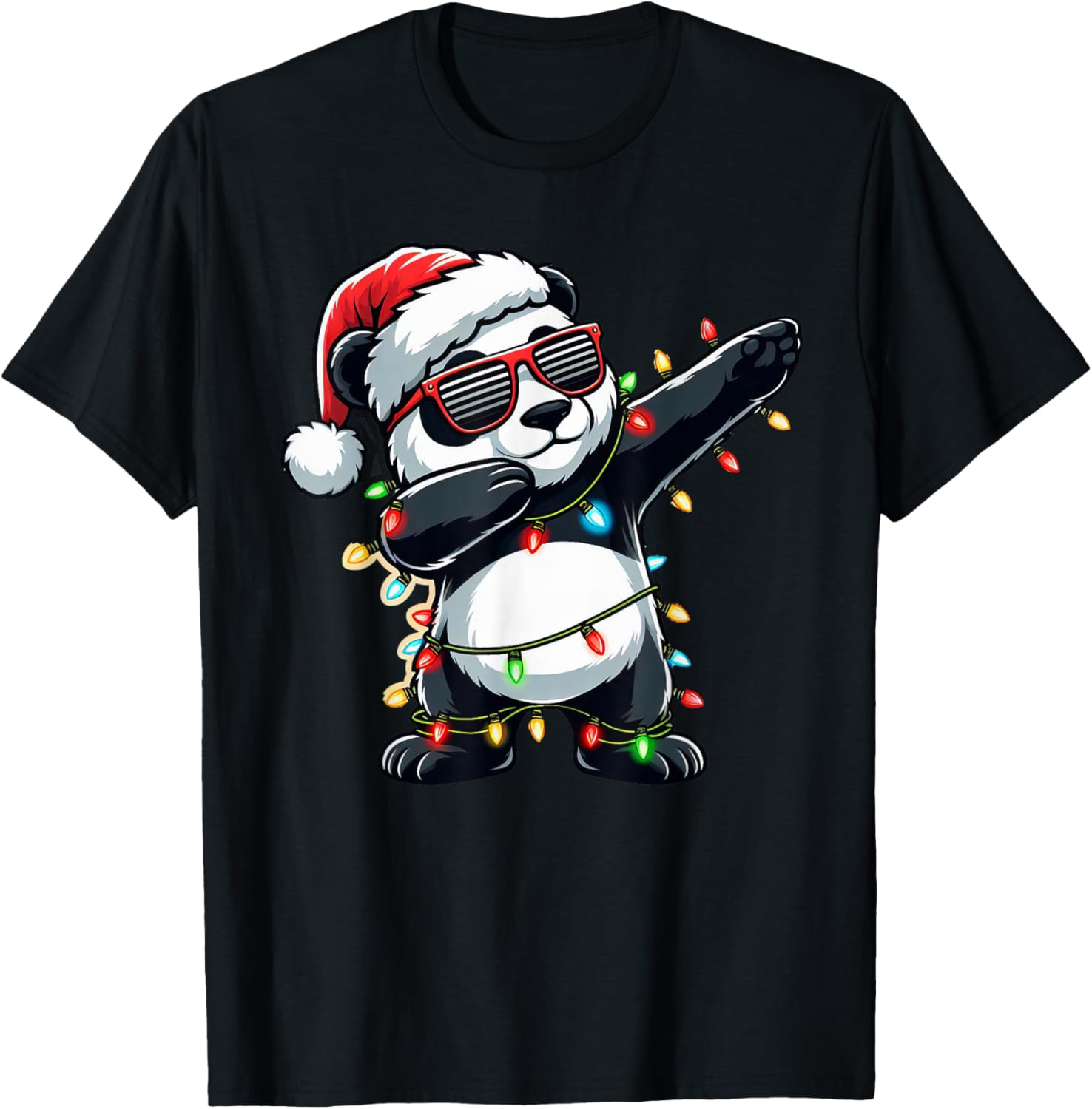 Dabbing Panda Xmas For Kids Boys Girl Panda Lover Christmas T-Shirt - T-Shirt | Black