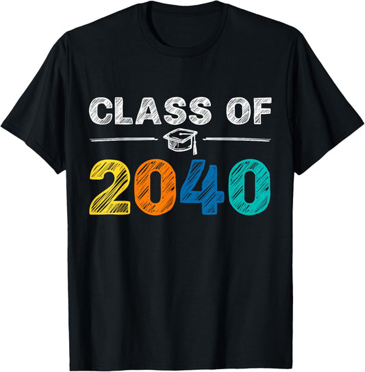 Class of 2040 Grow With Me First Day of School Graduation T-Shirt - T-Shirt | Black