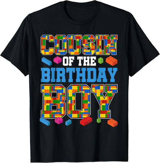 Cousin Of The Birthday Boy Master Builder Building Blocks T-Shirt - T-Shirt | Black