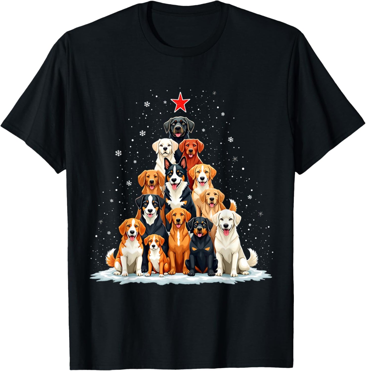 Dog Christmas Tree Dog Xmas Tree Women Men Boys Girls Kids T-Shirt - T-Shirt | Black