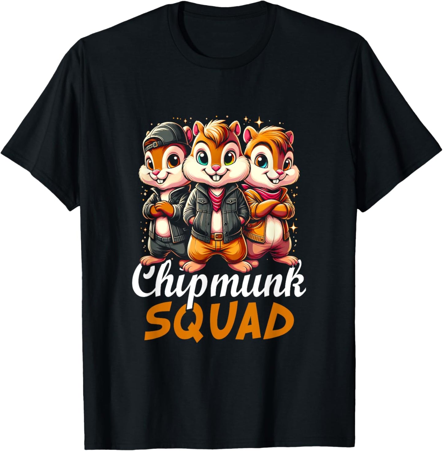 Chipmunk Squad For Chipmunk Lover Cartoon Style Character T-Shirt - T-Shirt | Black