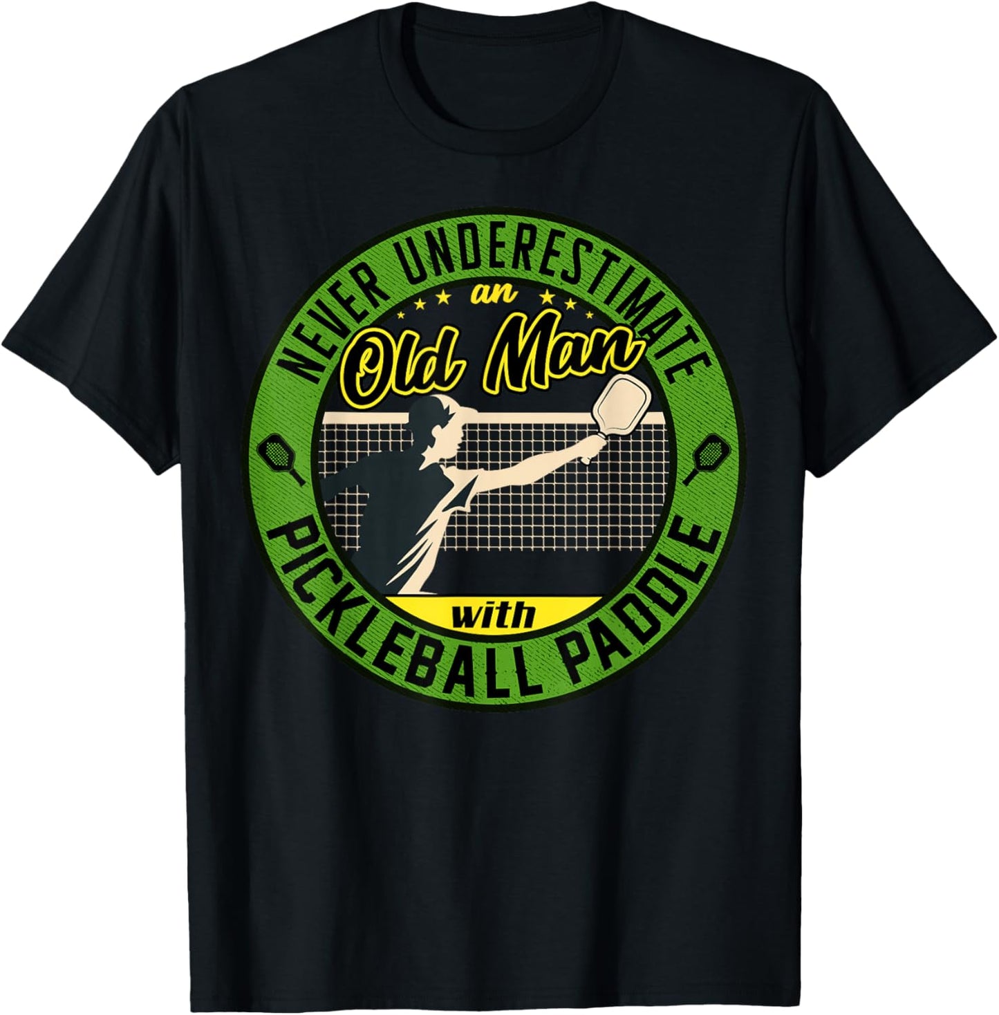 Funny pickleball sayings design Retro Paddle Court T-Shirt - T-Shirt | Black