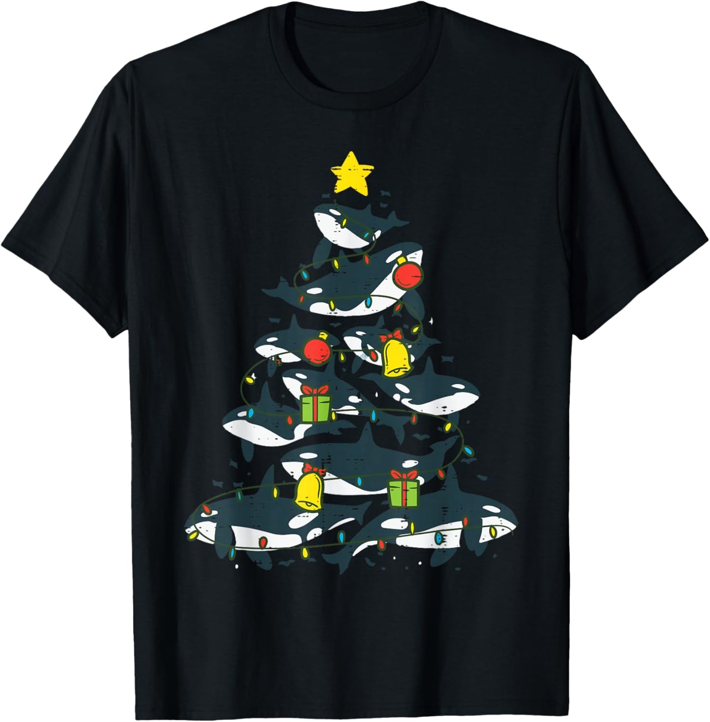 Killer Whales Christmas Tree Xmas Orca Women Men Boys Kids T-Shirt - T-Shirt | Black