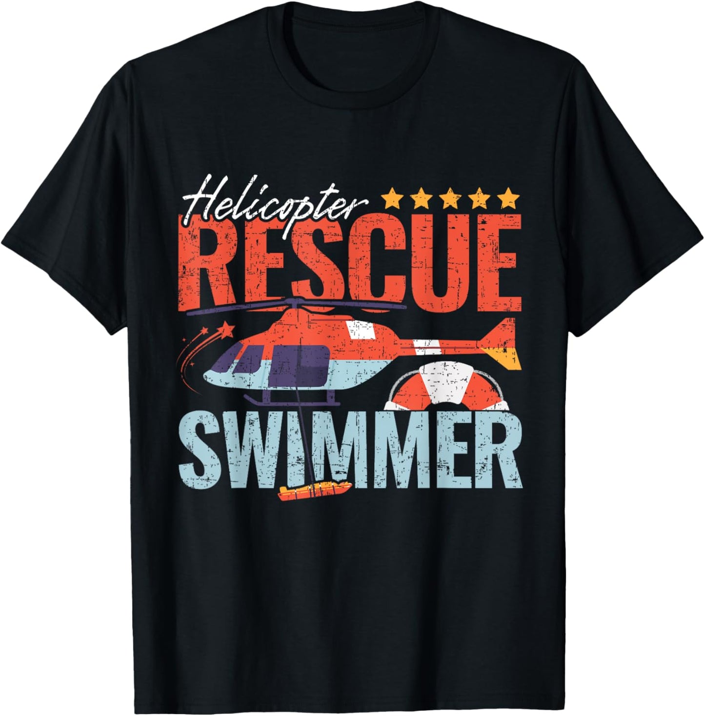 Vintage Helicopter Rescue Swimmer Proud Search and Rescue T-Shirt - T-Shirt | Black