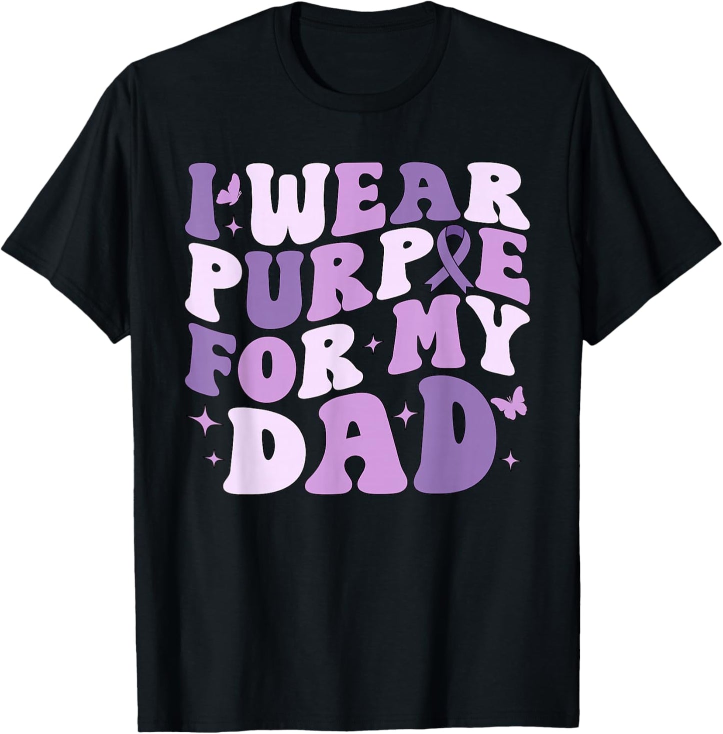 I Wear Purple For My Dad Pancreatic Cancer Awareness Kids T-Shirt - T-Shirt | Black