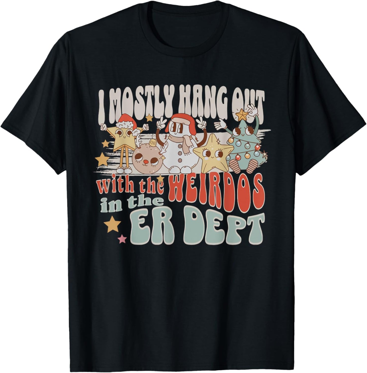 ER Nurse Christmas Emergency Department Nurse ED Tech T-Shirt - T-Shirt | Black