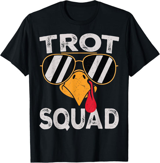 Running Turkey Sunglasses Trot Squad Thanksgiving T-Shirt - T-Shirt | Black