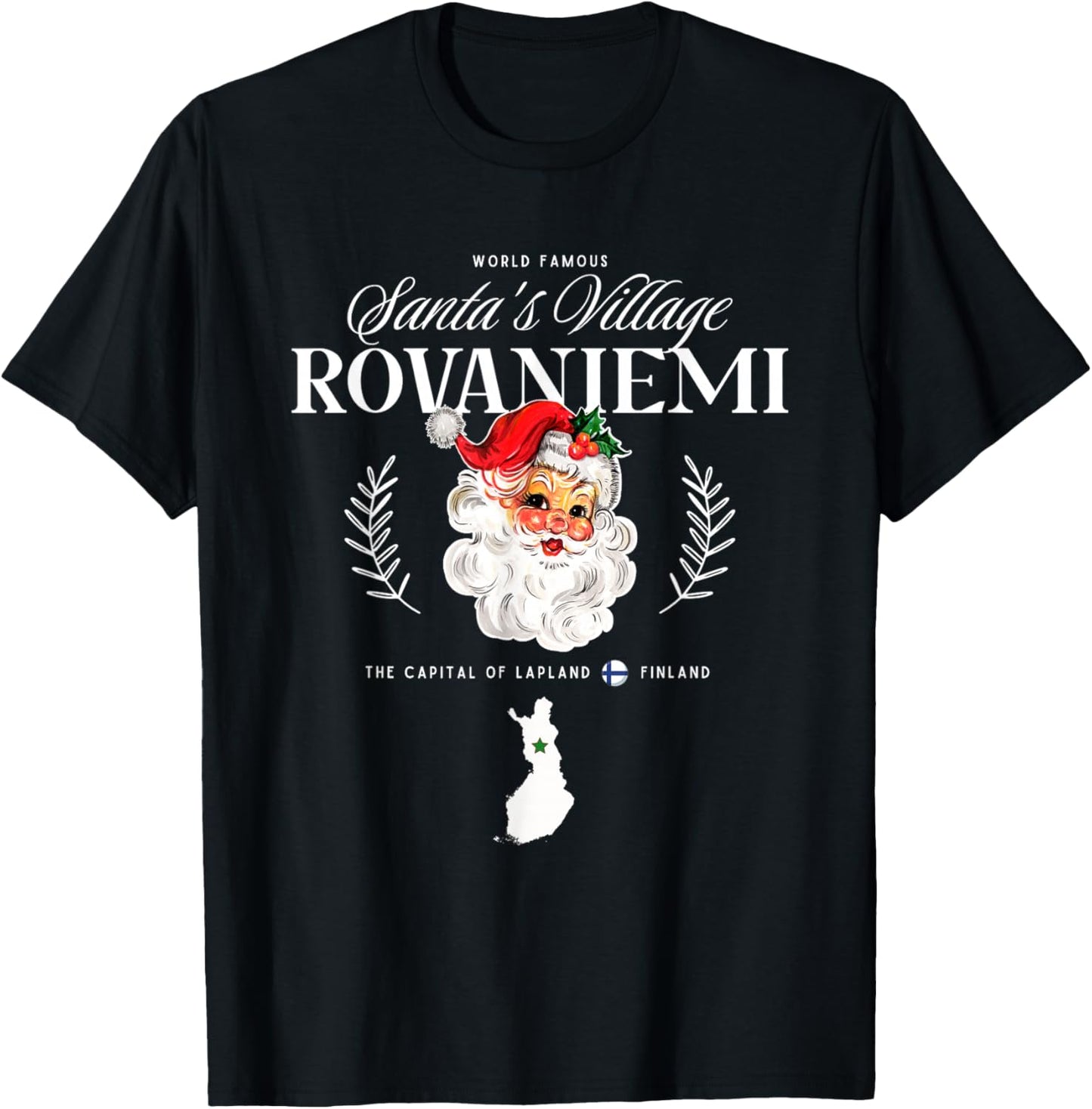 World Famous Rovaniemi Vintage Santa Claus Lapland Finland T-Shirt - T-Shirt | Black