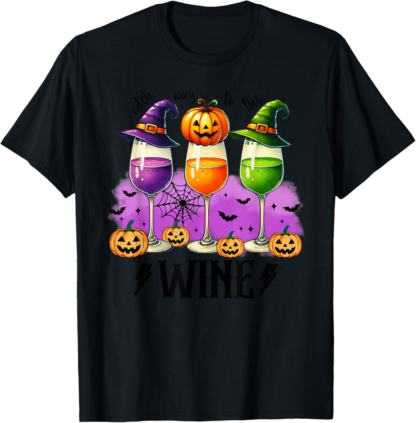 Halloween Red Wine Glasses Funny Halloween T-Shirt - T-Shirt | Black