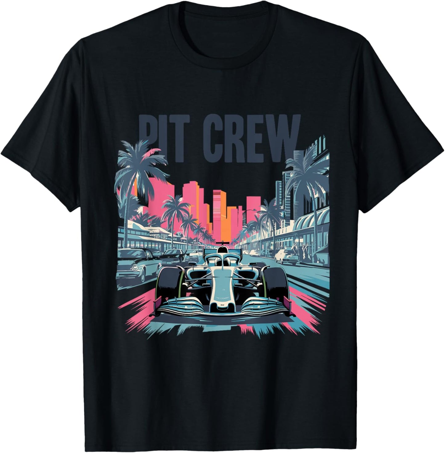Miami Pit Crew Costume Car Racing Retro Auto Car Race T-Shirt - T-Shirt | Black