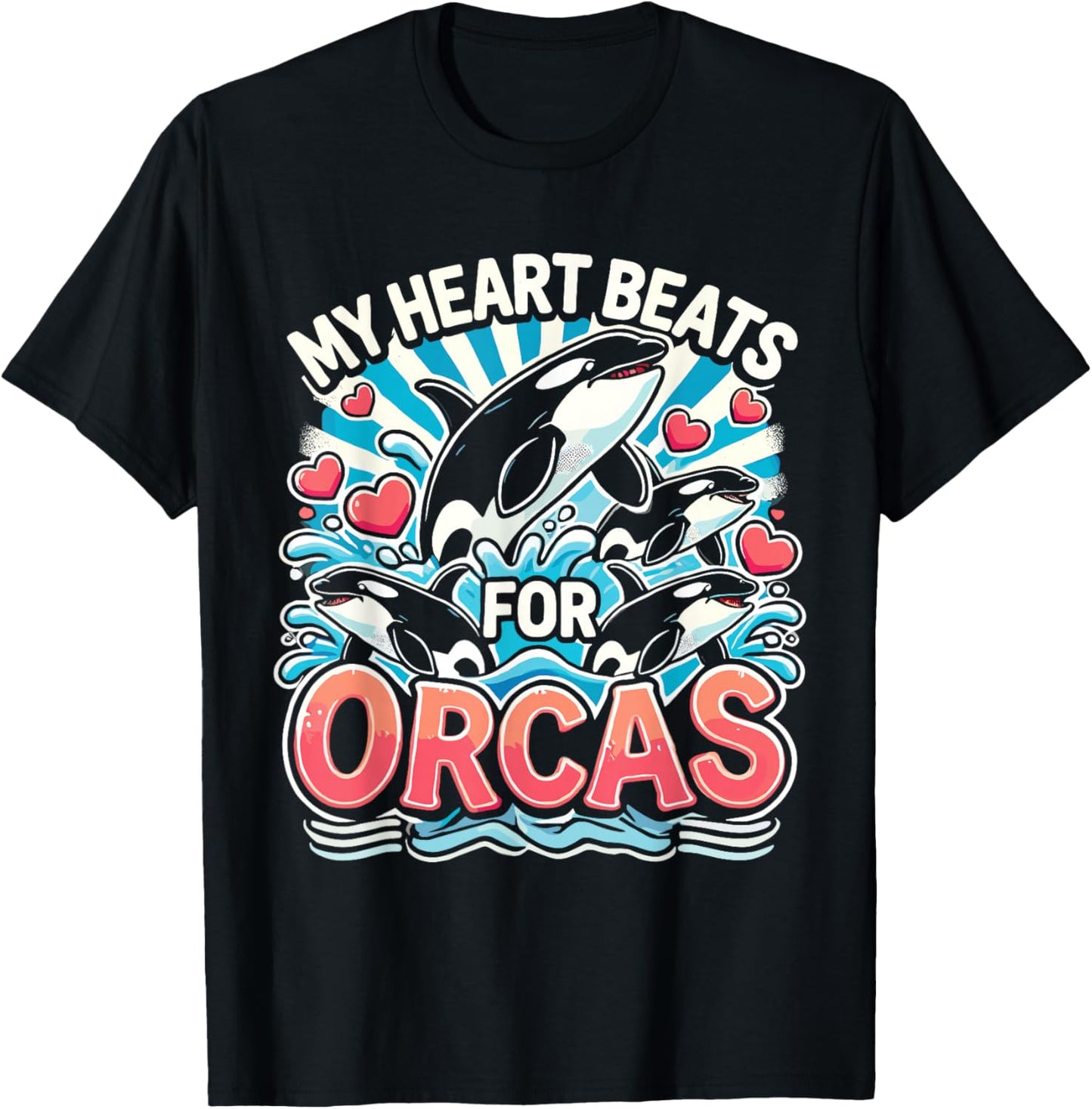 Kids Orca My Heart Beats For Orcas Toddler Orca Kids T-Shirt - T-Shirt | Black