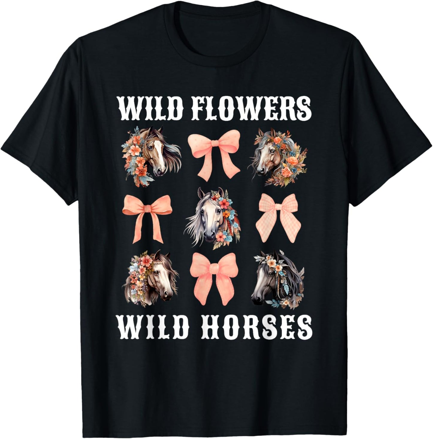 Coquette Horse Riding Horses Flower Horse Lover T-Shirt - T-Shirt | Black