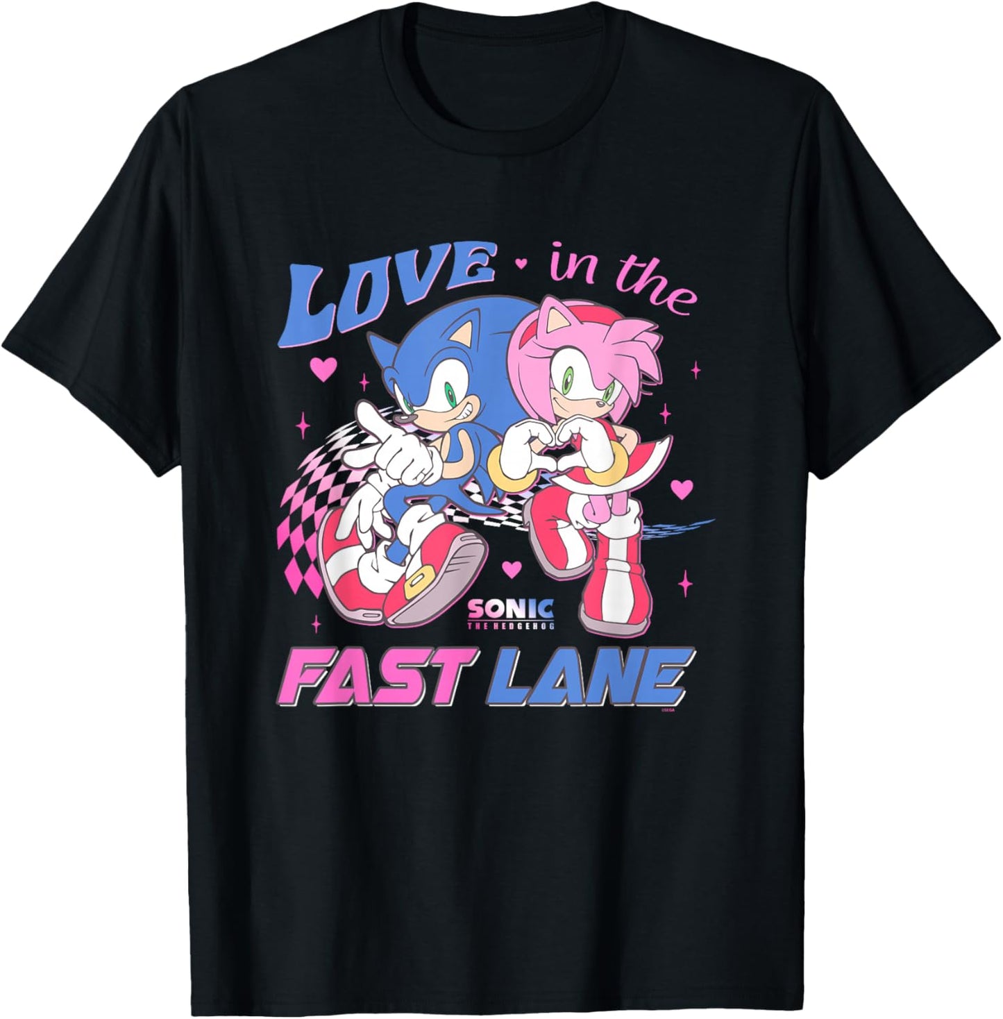 Sonic The Hedgehog Valentine's Day Love In The Fast Lane T-Shirt - T-Shirt | Black