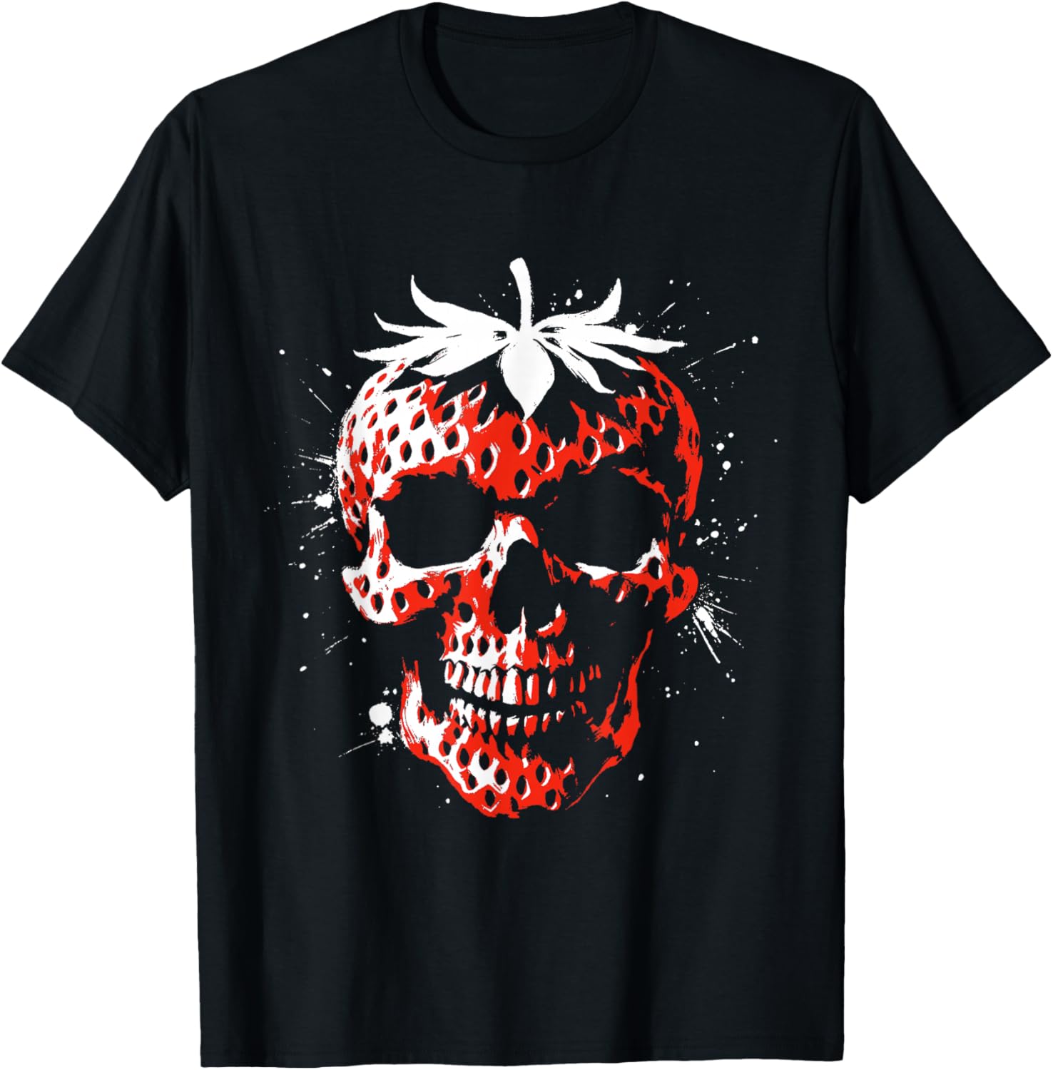 Strawberry Skull - Creepy Skeleton Fruit Halloween Lover T-Shirt - T-Shirt | Black