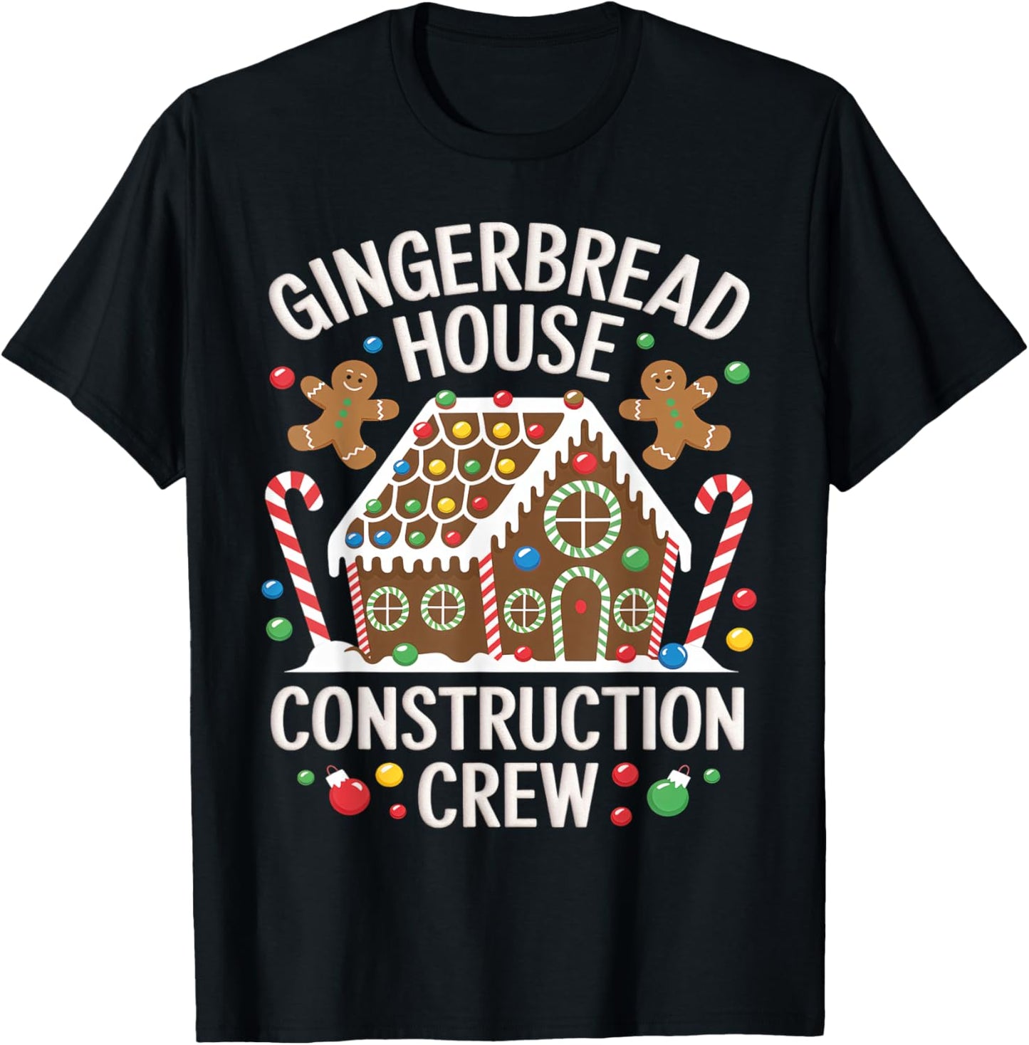 Gingerbread House Construction Crew Decorating Baking Xmas T-Shirt - T-Shirt | Black