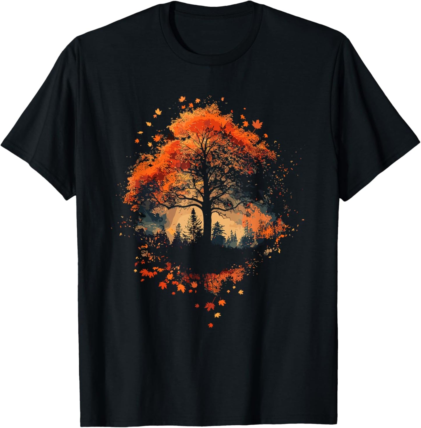 Maple Tree Leaf Autumn Fall Leaves Men T-Shirt - T-Shirt | Black