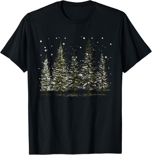 Winter Wonderland Pine Tree Nature Lover Hiking Camping T-Shirt - T-Shirt | Black