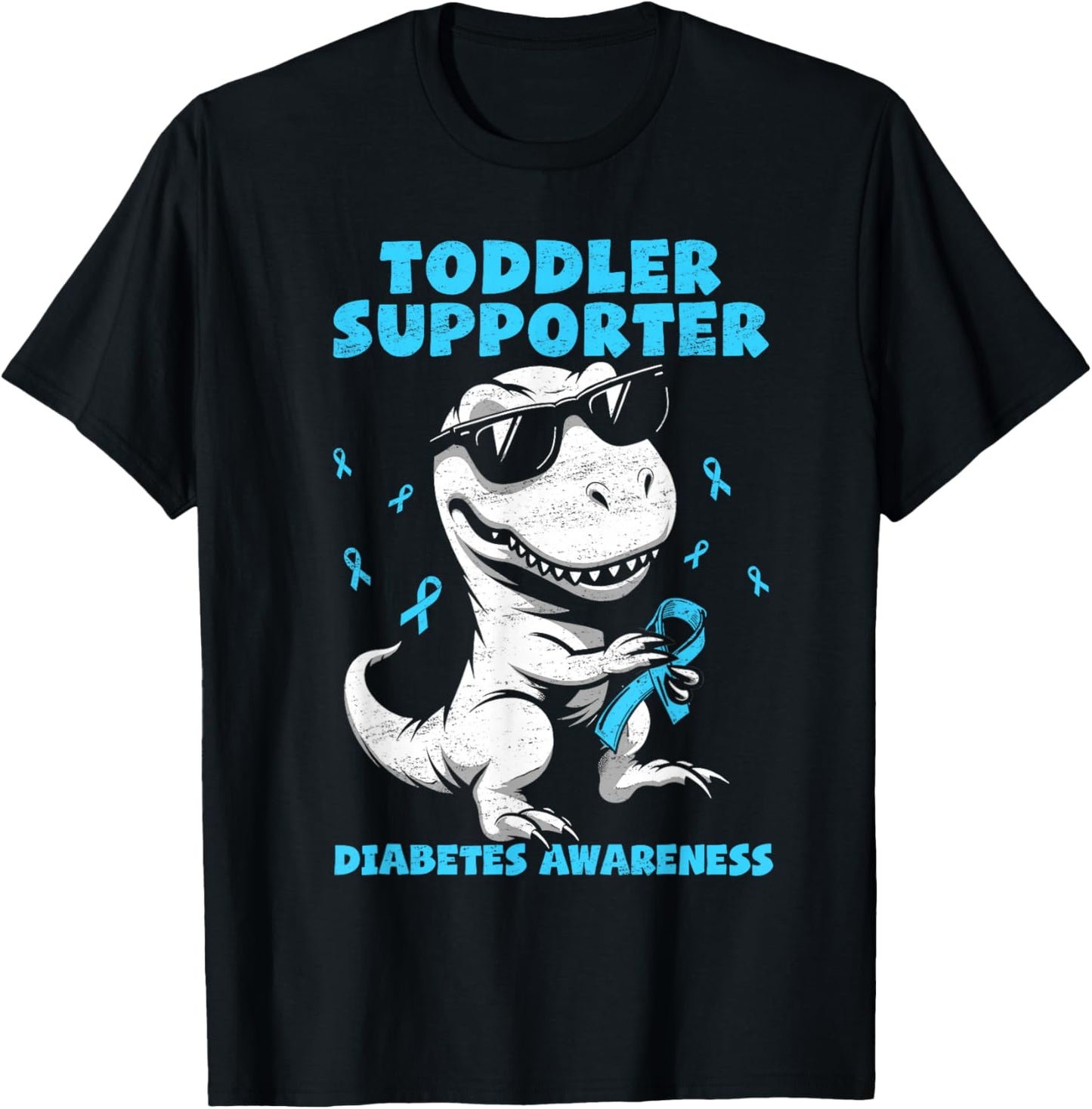 Support Squad Diabetes Awareness T Rex Kid Boy T1D Type 1 T-Shirt - T-Shirt | Black